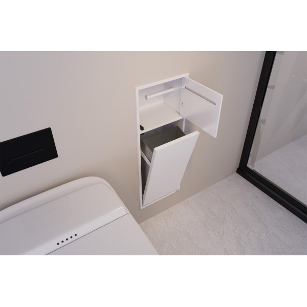 Ниша настенная скрытая Abber Nischen 23x13x60 с корзиной и бумагодержателем, белая матовая (AN3008MW)