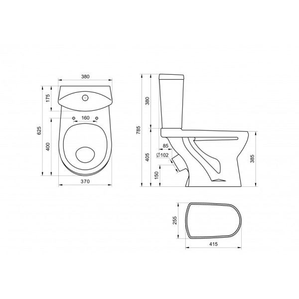 Унитаз-компакт Santeri Ультра крап на белом 380x628x790 с сиденьем полипропилен крап на белом (1.P401.3.S01.00B.F)