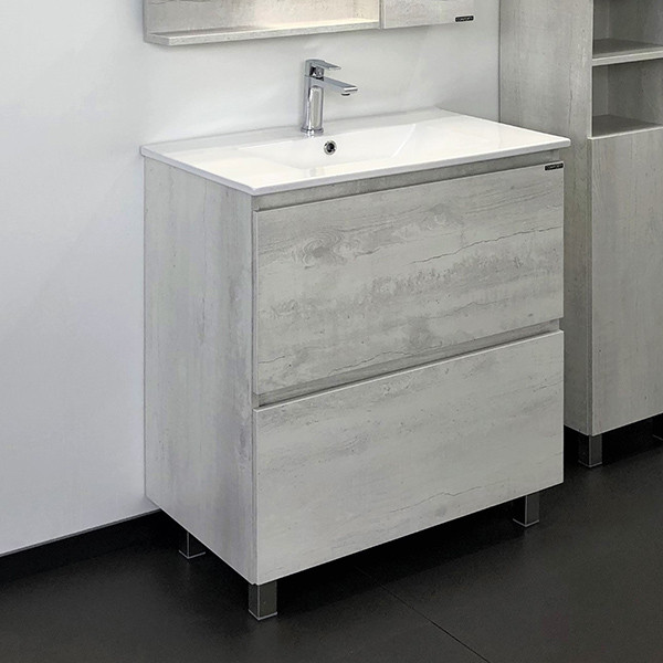 Тумба напольная Comforty Бросно 755x875x465 оружейная сталь матовый с раковиной (00-00001429) Тумба напольная Comforty Бросно 755x875x465 оружейная сталь матовый с раковиной (00-00001429)