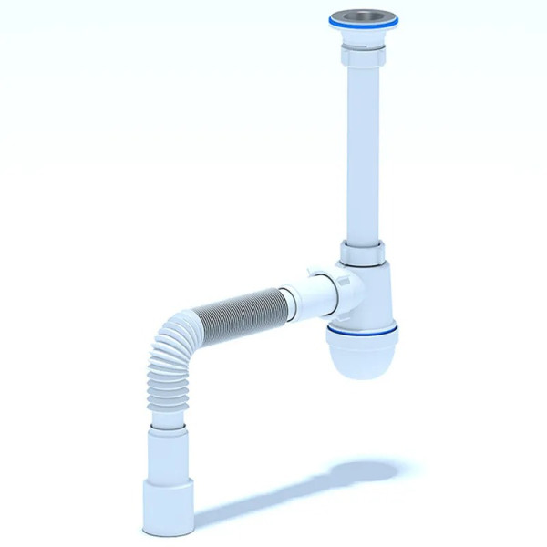 Сифон 32 мм. (1 1/4"*40 мм.) бутылочный АНИ с выпуском 1 1/4"*65 мм., с гибкой трубой 40*40/50 АНИ пласт (C1015)