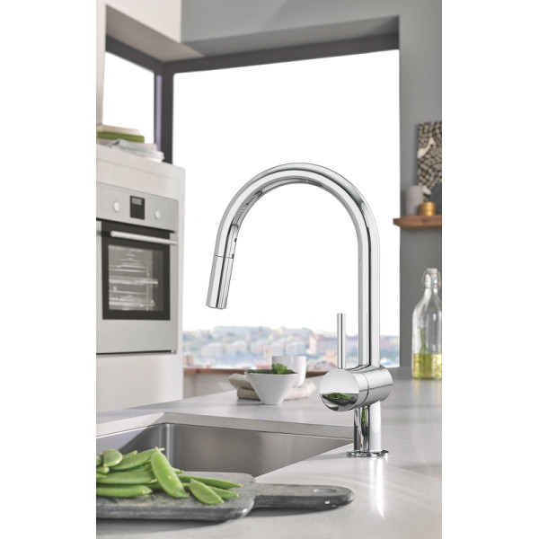 Смеситель для кухни Grohe Minta с выдвижным изливом хром (32321002) Смеситель для кухни Grohe Minta с выдвижным изливом хром (32321002)