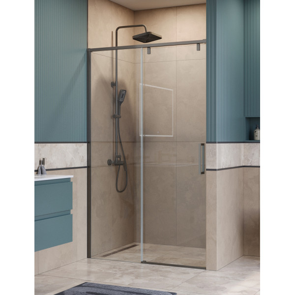 Душевая дверь BelBagno Soft Close-1 110x200 стекло прозрачное, профиль оружейная сталь матовая (SOFT_CLOSE-1-BF-1-110-C-GM)