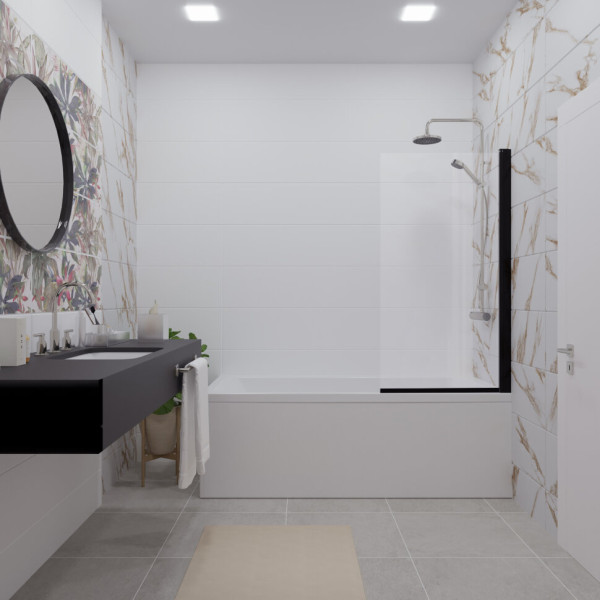 Душевая шторка для ванны Triton 75x140 стекло прозрачное, профиль черный (DP82)