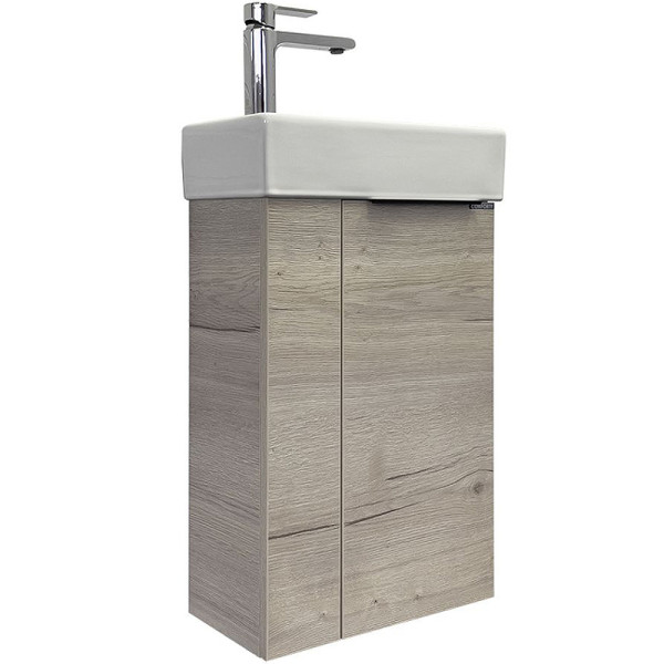 Тумба подвесная с раковиной Comforty Асти 400x220x700 дуб дымчатый (00-00013798)