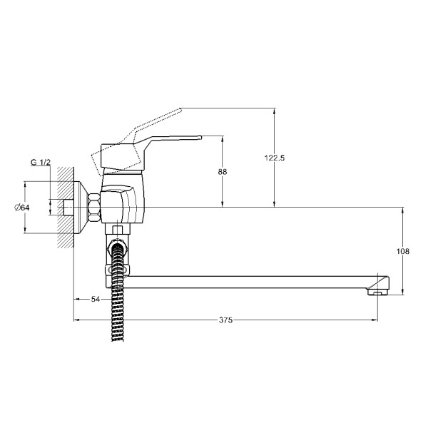 Смеситель для ванны и душа G.lauf хром, с душевым гарнитуром (ZDN6-A183) Смеситель для ванны и душа G.lauf хром, с душевым гарнитуром (ZDN6-A183)