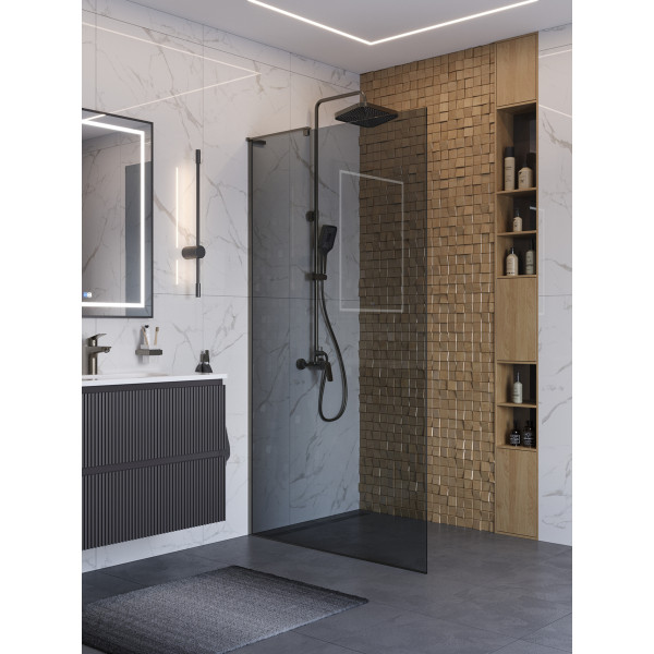 Душевое ограждение BelBagno Uno 110x200 стекло тонированное графит, профиль оружейная сталь матовая (UNO-L-1-TB-110-GR-GM) Душевое ограждение BelBagno Uno 110x200 стекло тонированное графит, профиль оружейная сталь матовая (UNO-L-1-TB-110-GR-GM)