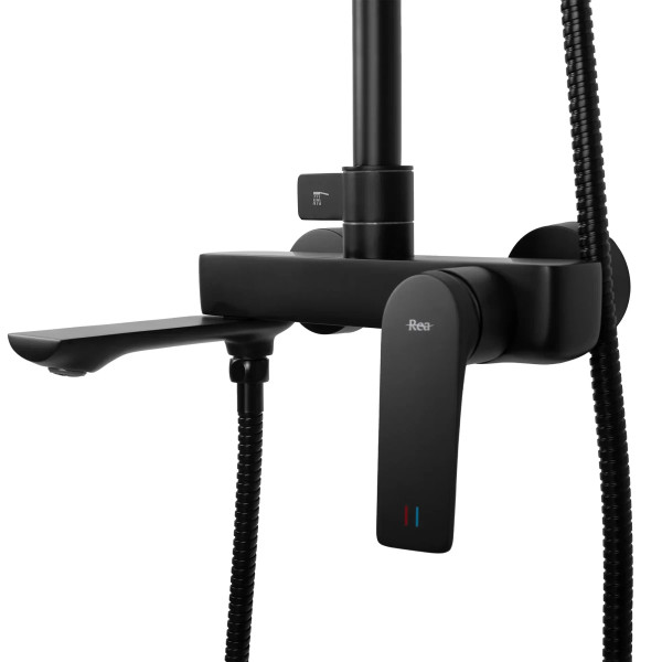 Душевая система с изливом Rea Avalon Black mat (REA-P8811)
