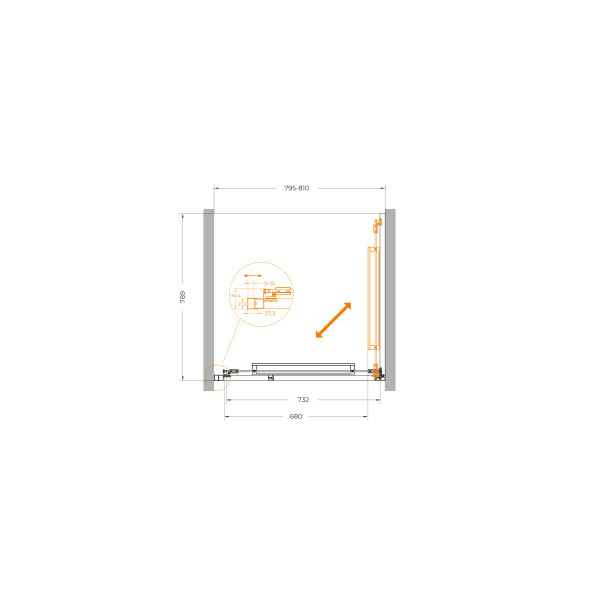 Душевая дверь Cezares Lux 80x195 стекло прозрачное, профиль хром (LUX-B-FS-1-80-C-CR)