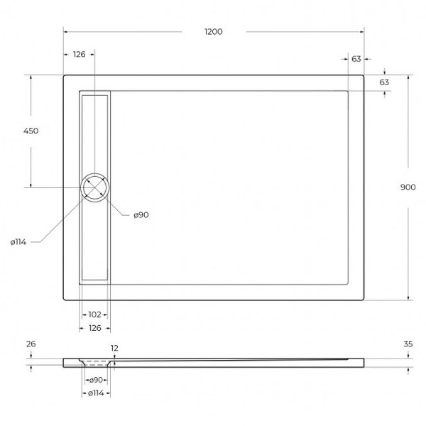 Душевой поддон BelBagno Due 120x90x3,5 белый (TRAY-BB-DUE-AH-120/90-4-W0)