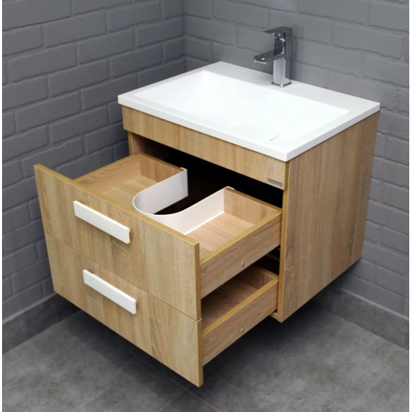 Тумба подвесная под умывальник Absolute 60 Polli с двумя ящиками В2 Домино (DP6301T)