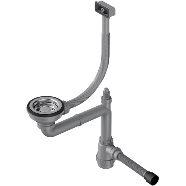 Сифон для одночашевых моек Omoikiri со скрытым переливом WK-1-S-IN сталь нержавеющая (4956490)