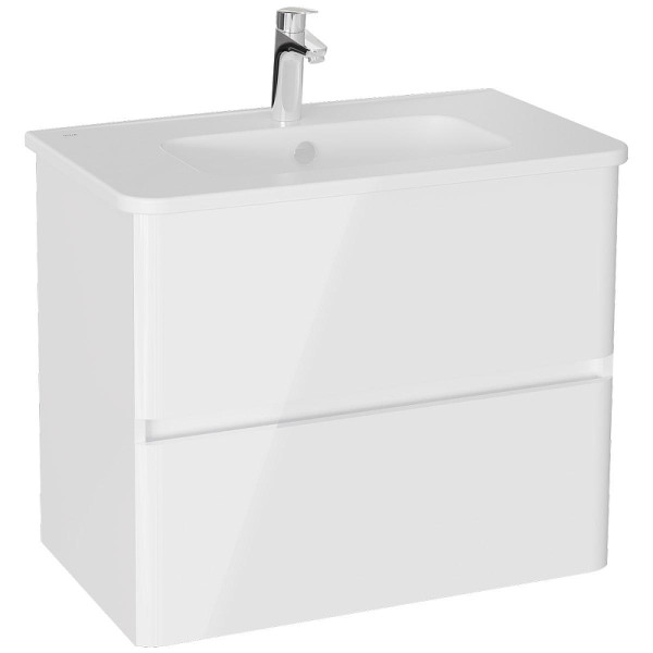 Тумба подвесная Vitra Mia Plus Round с 2 ящиками с раковиной 80 см цвет белый глянец (69824)