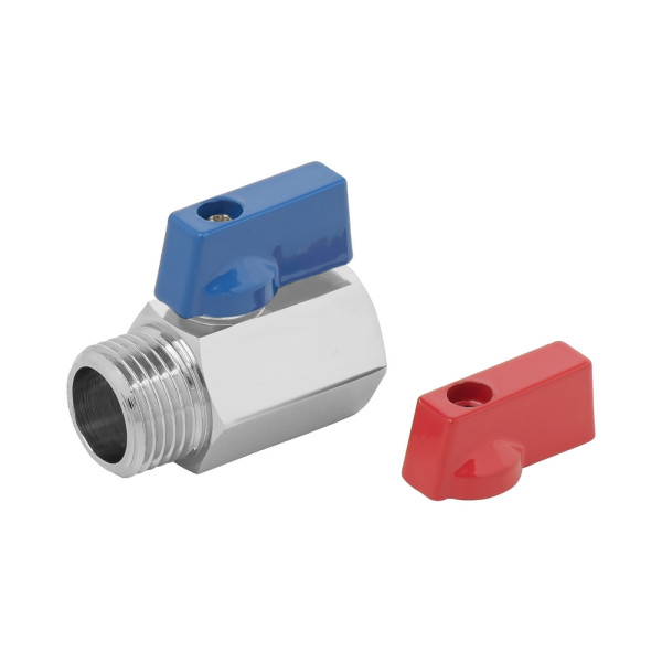 Кран 1/2" ВН шаровый мини Vieir (хром, красный + синий флажок) (VRFH3)