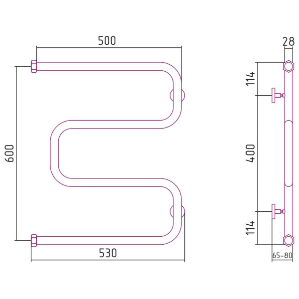 Полотенцесушитель водяной Сунержа Ш-образный 600х500 золотой (03-0014-6050) Полотенцесушитель водяной Сунержа Ш-образный 600х500 золотой (03-0014-6050)