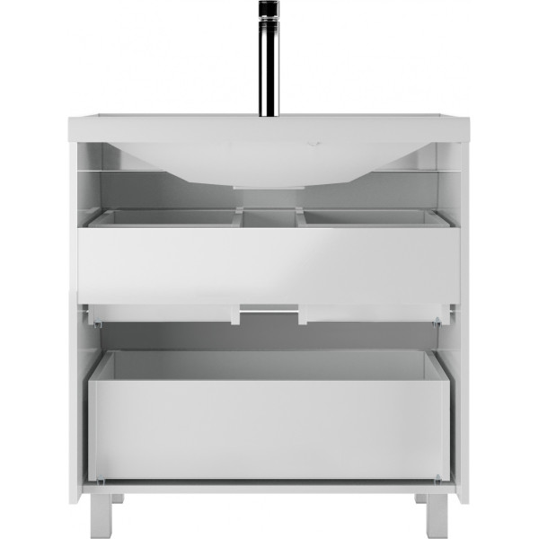 Тумба напольная Bazis 80 Ева с двумя ящиками В2 Айсберг Домино (DA5908T)