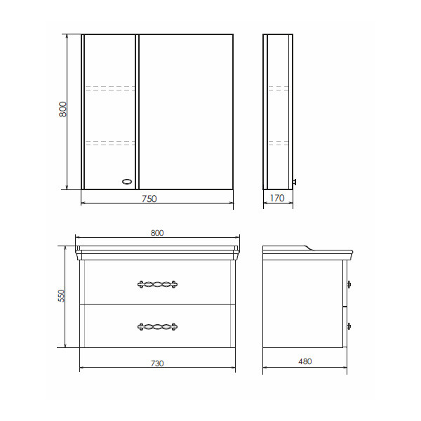 Тумба подвесная Comforty Монако 800x545x500 белый глянцевый с раковиной (00-00001492)