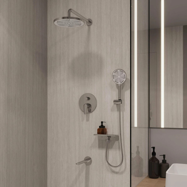 Душевая система скрытого монтажа Milardo Dale с тропическим душем ручным душем и изливом глянцевый хром (DALSB03M68)