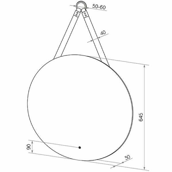 Зеркало с подсветкой Континент Best Led D 650 на ремне из натуральной кожи черного цвета с бесконтактным сенсором (ЗЛП606)