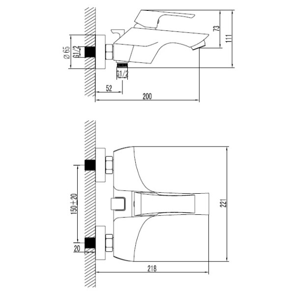 Смеситель для ванны и душа Lemark Unit (LM4502C)