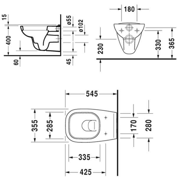 Унитаз подвесной Duravit D-Code 355х545х355 с сиденьем soft-close (45350900A1)