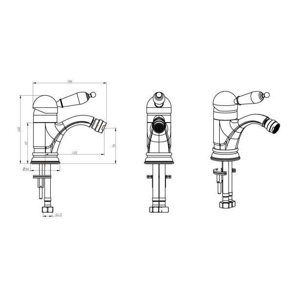 Смеситель для биде Boheme Tradizionale Cromo хром (266-BLC) Смеситель для биде Boheme Tradizionale Cromo хром (266-BLC)