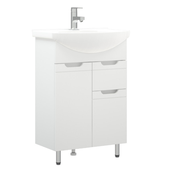 Тумба напольная Melodia Омега 60 (Элеганс 60) 1 ящик 2 двери белая (MFR80004WT)