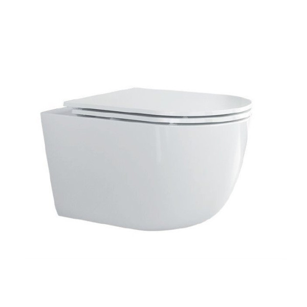 Унитаз подвесной Cezares Relax безободковый с системой смыва "Торнадо", с сиденьем soft close, 53 см (CZR-3806-53-TH-TOR/SC)