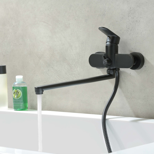 Смеситель для ванны и душа Aquatek Ника черный матовый (AQ1842MB) Смеситель для ванны и душа Aquatek Ника черный матовый (AQ1842MB)