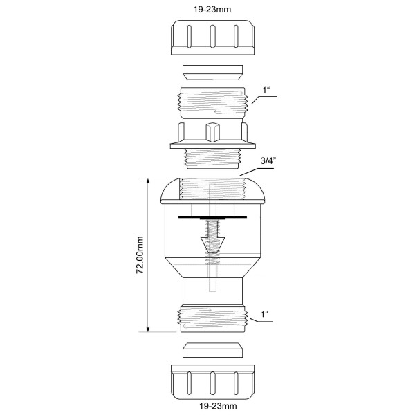 Клапан обратный вертикальный McAlpine 19-23 мм. (прозрачный) (TUN5-CL)