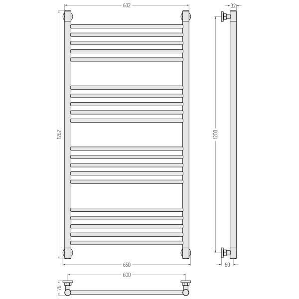 Полотенцесушитель водяной Сунержа Богема + 1200x600 матовый черный (31-0220-1260) Полотенцесушитель водяной Сунержа Богема + 1200x600 матовый черный (31-0220-1260)