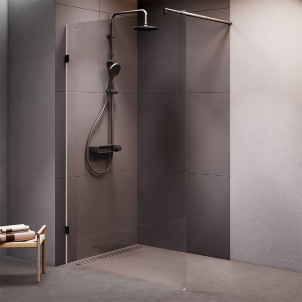 Душевое ограждение AM.PM X-Joy 120x195 стекло прозрачное, профиль черный (W94UWI-120-F1-BTE)