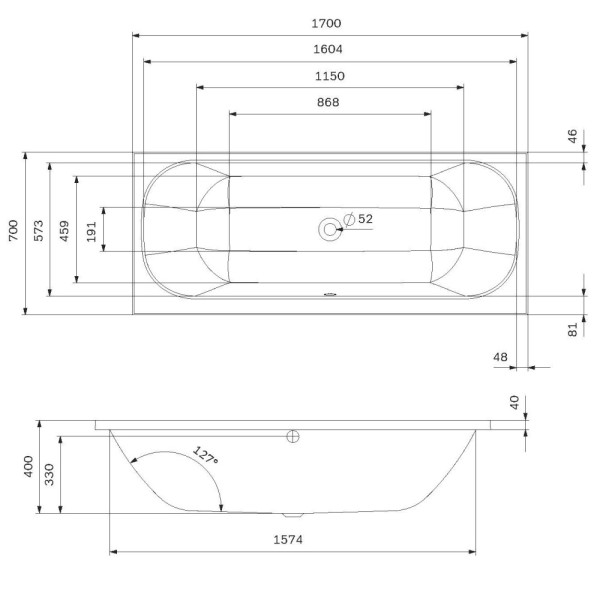 Ванна акриловая AM.PM Above 170x70 белая (W9XA-170-070W-A) Ванна акриловая AM.PM Above 170x70 белая (W9XA-170-070W-A)