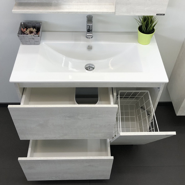 Тумба напольная Comforty Сочи 910x875x465 белый глянцевый с раковиной (00-00001430)