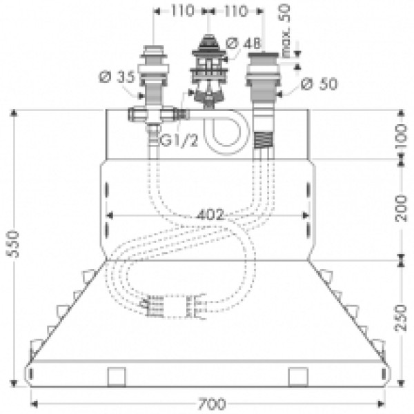 Скрытая часть смесителя для ванны Hansgrohe (13437180) Скрытая часть смесителя для ванны Hansgrohe (13437180)