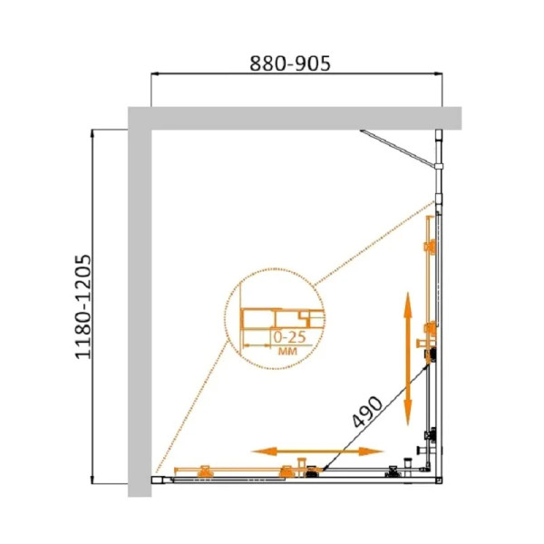 Душевой уголок Cezares Molveno 120x90x195 стекло прозрачное, профиль брашированное золото (MOLVENO-AH-21-90+30-C-BORO-IV)