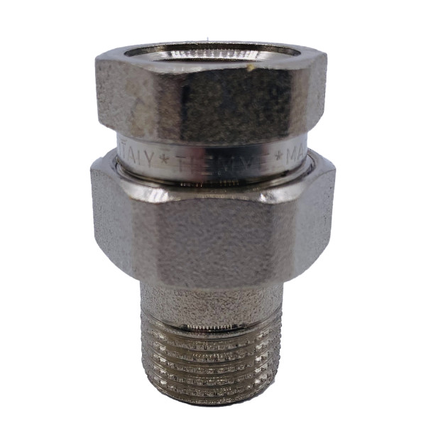 Сгон прямой (американка) 1/2" ВН с O-RING Tiemme (никель) (1500073 / 1555N000404)