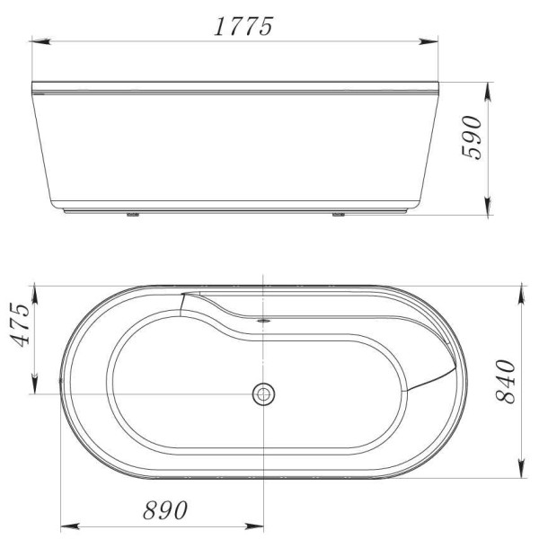 Ванна акриловая BelBagno 178x84 белая (BB14-K)
