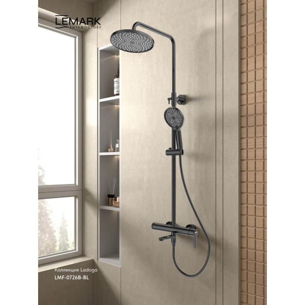 Душевая система Lemark Ladoga черный (LMF-0726B-BL)