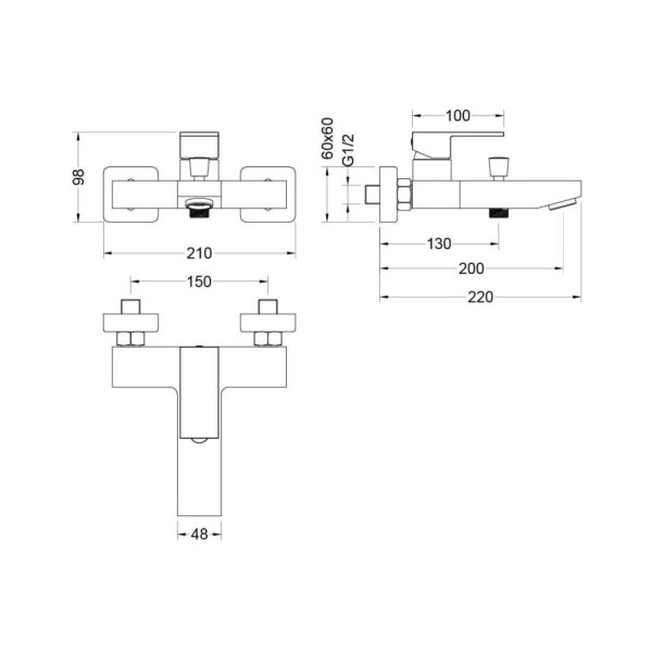 Смеситель для ванны и душа Aquatek Либра хром (AQ1640CR) Смеситель для ванны и душа Aquatek Либра хром (AQ1640CR)