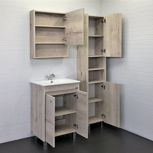 Тумба напольная Comforty Лиссабон 610x855x465 дуб темный матовый с раковиной (00-00001465)