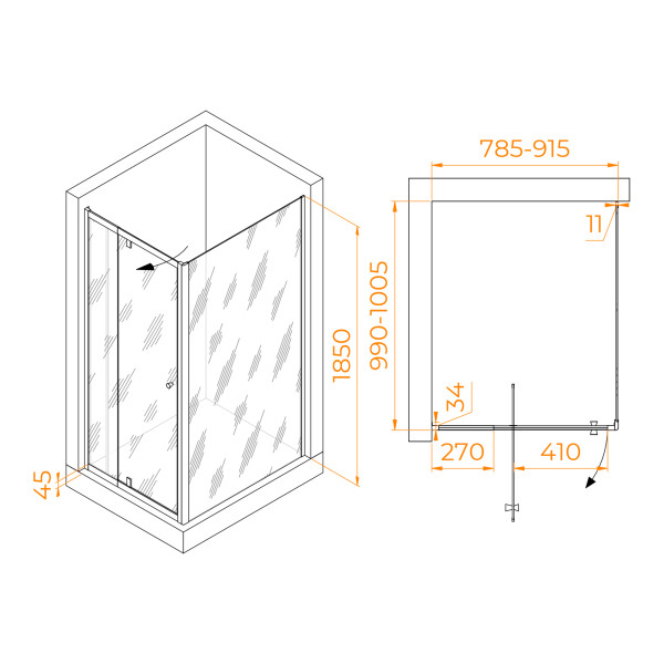 Душевой уголок RGW Passage 80x100 стекло прозрачное, профиль хром (41084480-011)