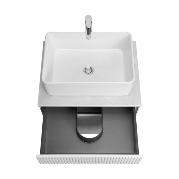 Тумба-умывальник Aquaton 60 Марбл Слэйт/Белый/732700B000 Раковина Mila накладная прямоуг 350х500 (1A2761K1MH4C0)