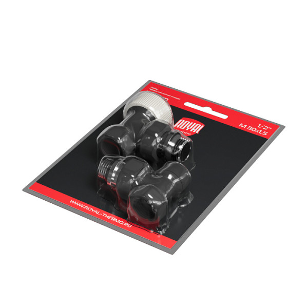 Комплект термостатический угловой 1/2" Royal Thermo Design М30х1,5 (Черный) (RATVDU11212BL) Комплект термостатический угловой 1/2" Royal Thermo Design М30х1,5 (Черный) (RATVDU11212BL)