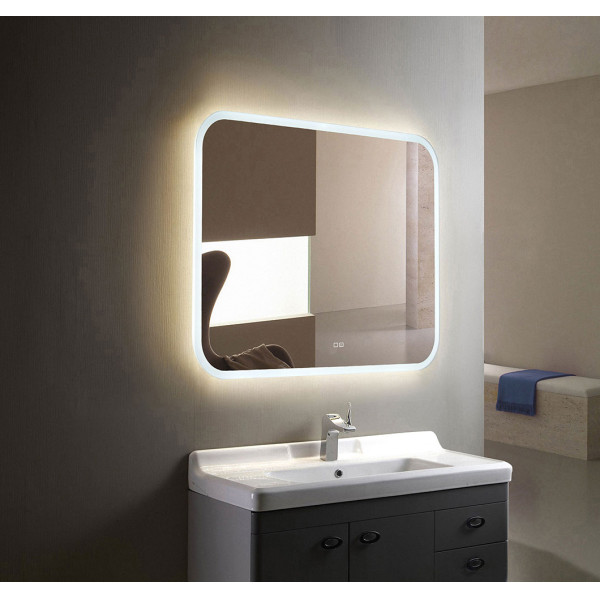 Зеркало Azario Стив New 800х600 bluetooth+подогрев+часы внешней настройки+сенсор выкл (LED-00002377)