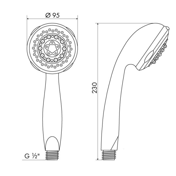 Душевая лейка Melodia 3 функции, d90мм, хром/серый/голубой (MKP20562P)