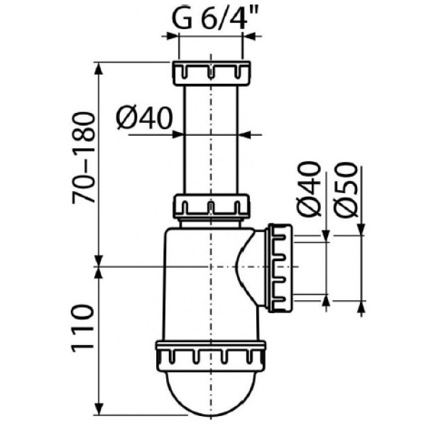 Сифон для мойки 1 1/2"х40/50 мм Alcadrain (A443-DN50/40)