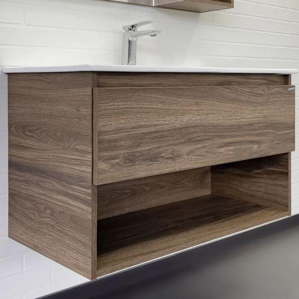 Тумба подвесная с раковиной Comforty Бордо 900x465x550 дуб темно-коричневый (00-00019288)