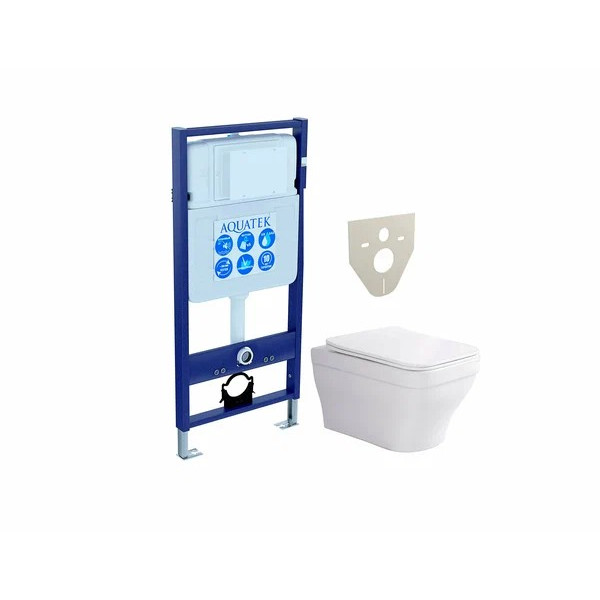 Инсталляция с унитазом Aquatek Амадео рама Standard INS-0000012(без клавиши и крепежа)+унитаз Амадео AQ1163-00 с тонким сиденьем soft-close