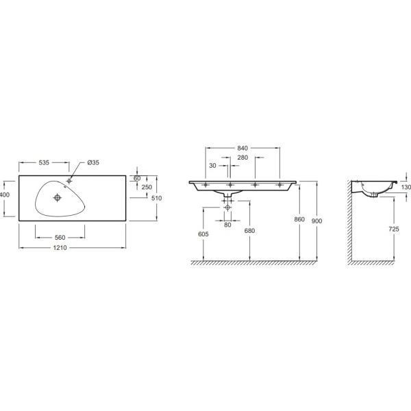 Раковина встраиваемая Jacob Delafon Nouvelle Vague 120x51 коричневая (EXAP112-Z-MK4)
