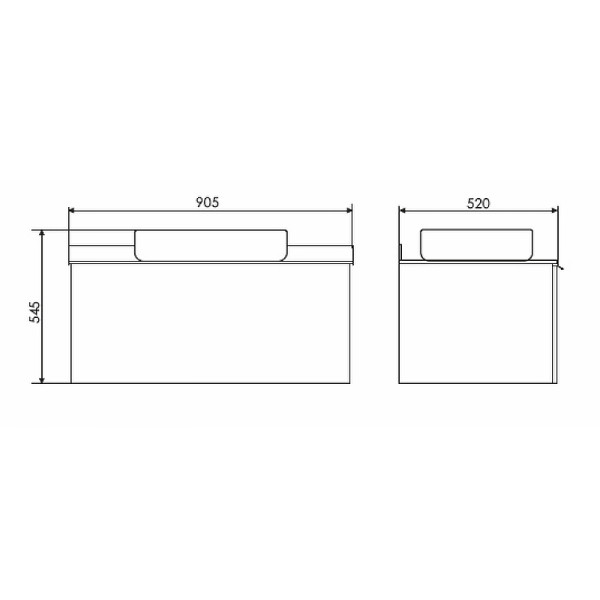 Тумба подвесная с раковиной Comforty Милан 900x520x545 белый глянцевый/калакатта Блэк (00-00014008)